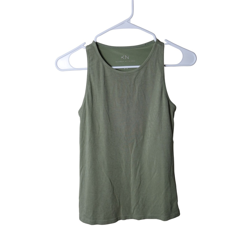 Klassy Network Brami High Neck Racerback Tank Top Olive Green Small Excellent